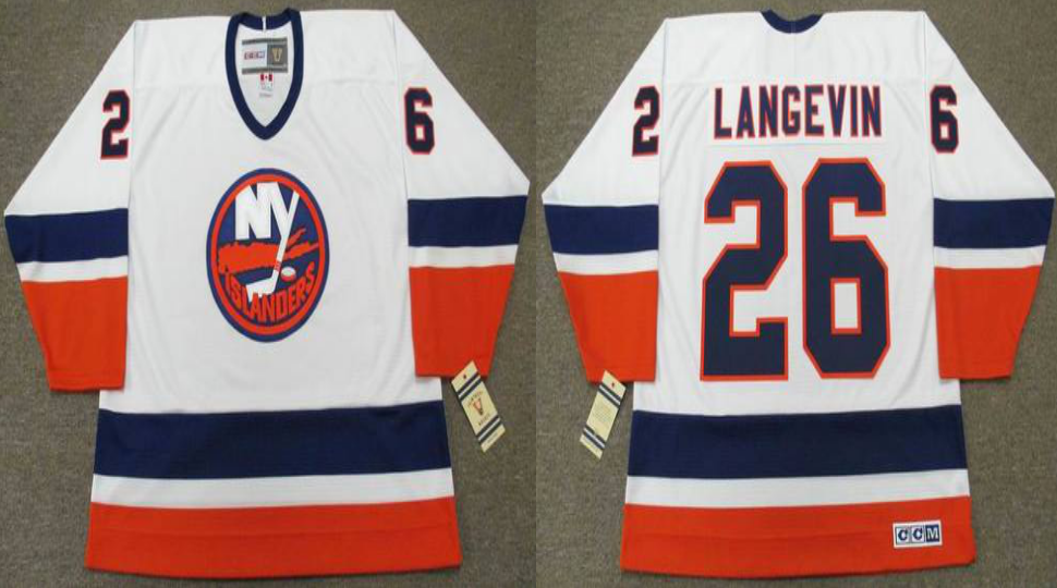 2019 Men New York Islanders 26 Langevin white CCM NHL jersey